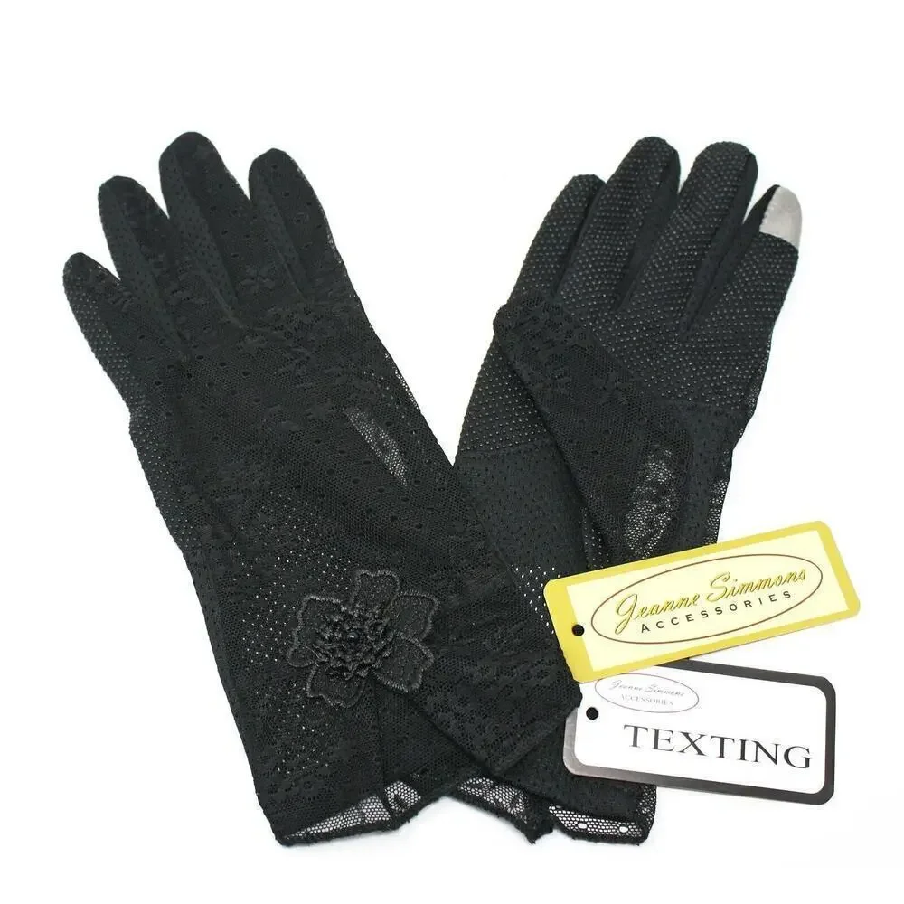 Sheer Black Lace Touch Screen Gloves Party Dress Up Prom Retro Fashion - Hey Viv